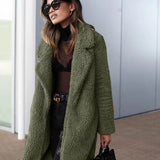 Mila Manteau Teddy Femme Long Oversize – Manteau d’Hiver Doux avec Col Revers Élégant