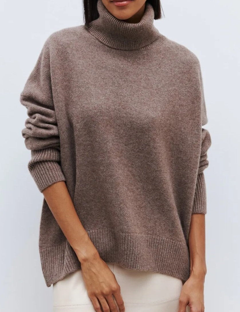 Hosea Pull Col Roulé Femme Oversize – Tricot Chaud en Laine Mélangée Douce