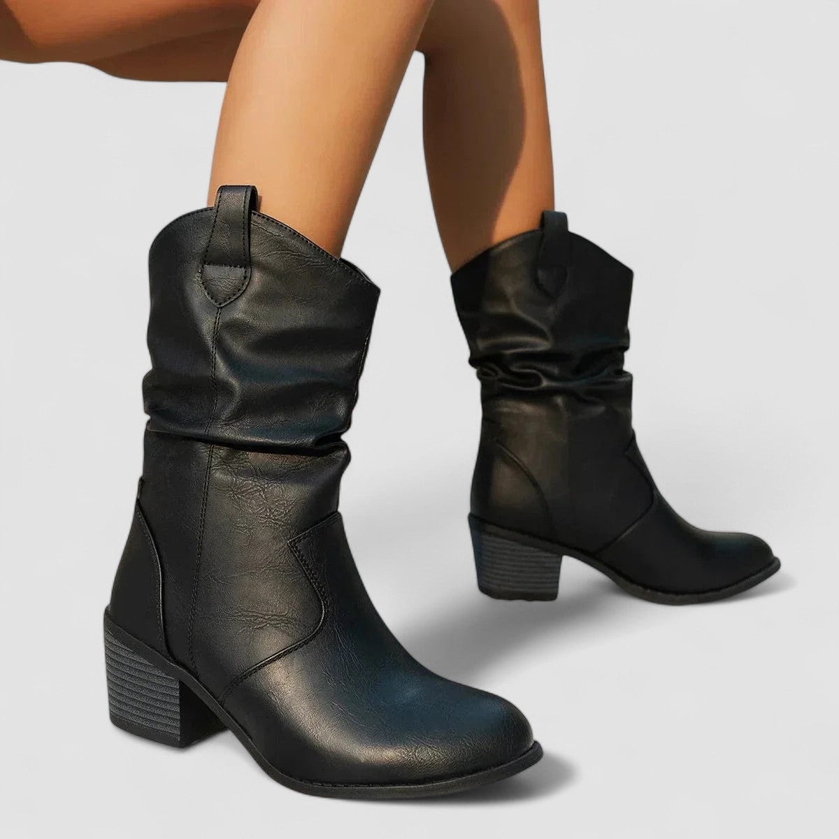 Éléonore - Bottes à tige froncée et talon