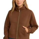 Evangeline Veste Femme Zippée à Col Montant – Coupe Courte Moderne & Confort Premium