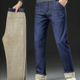 René Jean Homme Doublé Polaire – Pantalon Denim Chaud Slim Fit pour l’Hiver