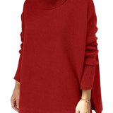 Ava Pull Long Femme Col Roulé Oversize – Pull Tunic Côtelé Chaud au Style Élégant
