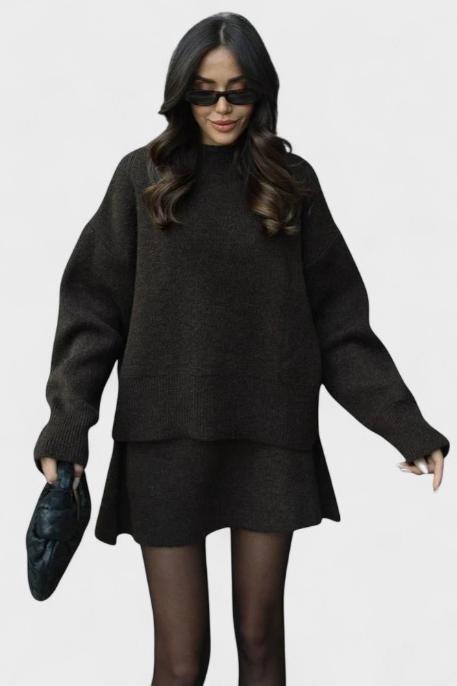 Alberte - Ensemble pull en maille long & jupe