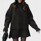 Alberte - Ensemble pull en maille long & jupe
