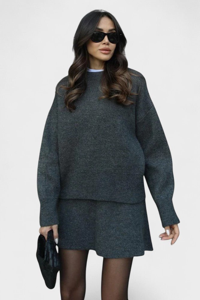 Alberte - Ensemble pull en maille long & jupe