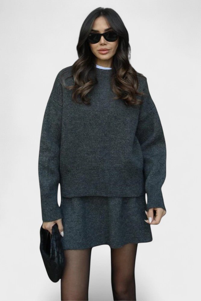 Alberte - Ensemble pull en maille long & jupe