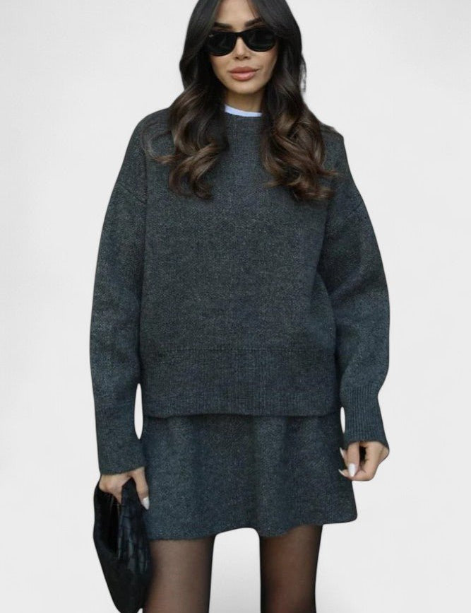 Alberte - Ensemble pull en maille long & jupe