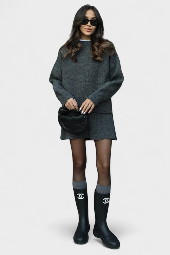Alberte - Ensemble pull en maille long & jupe