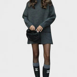 Alberte - Ensemble pull en maille long & jupe