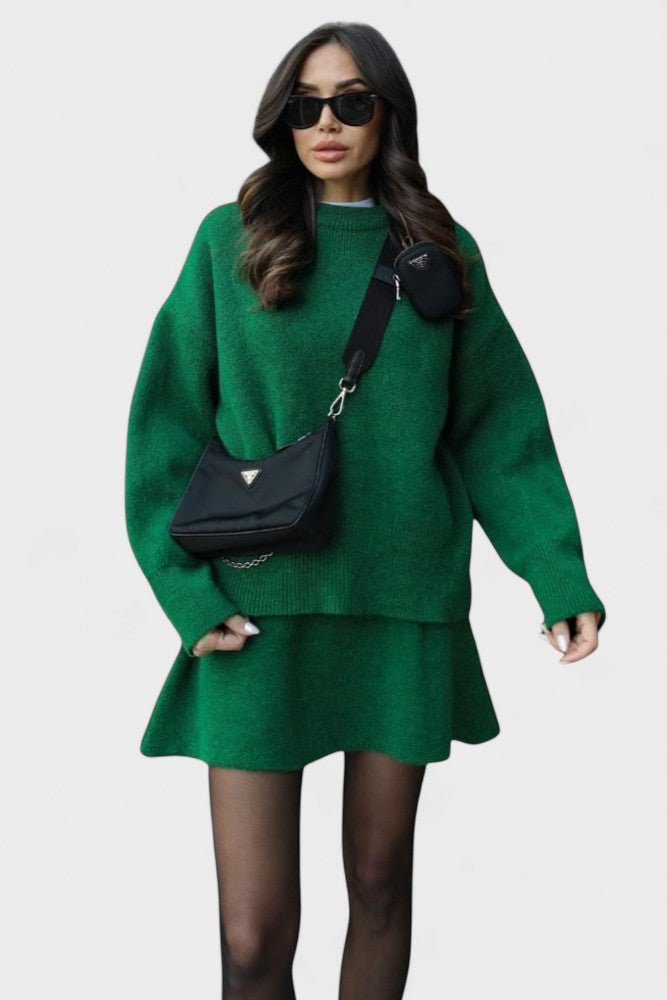 Alberte - Ensemble pull en maille long & jupe