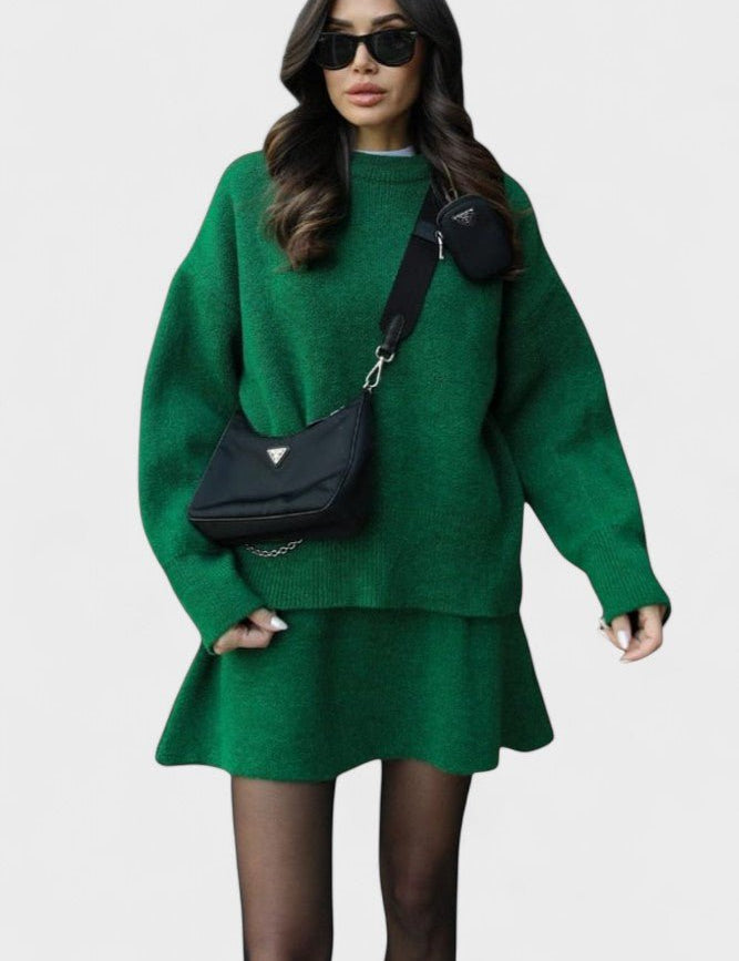 Alberte - Ensemble pull en maille long & jupe