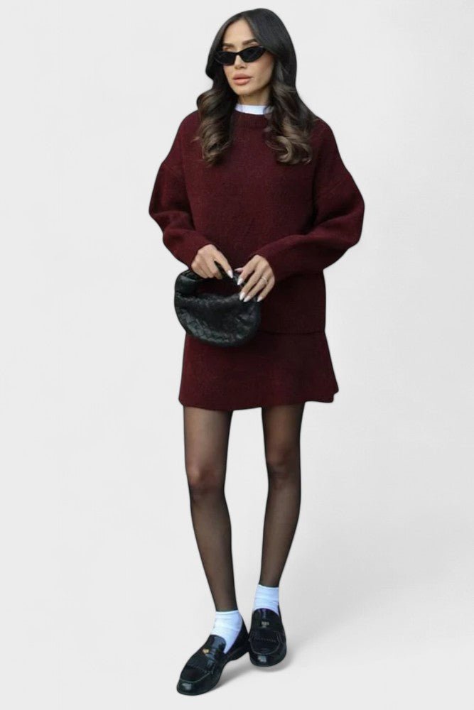 Alberte - Ensemble pull en maille long & jupe