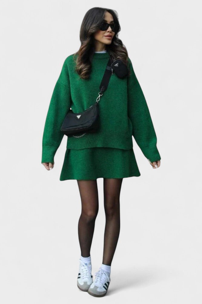 Alberte - Ensemble pull en maille long & jupe
