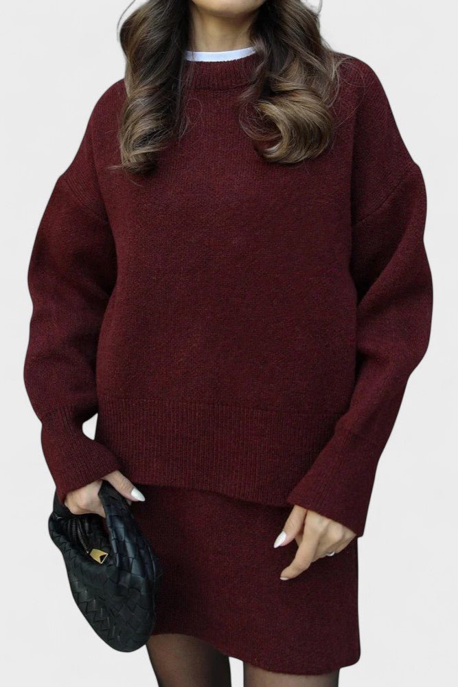 Alberte - Ensemble pull en maille long & jupe