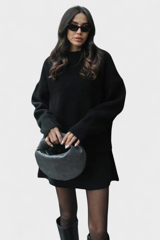 Alberte - Ensemble pull en maille long & jupe