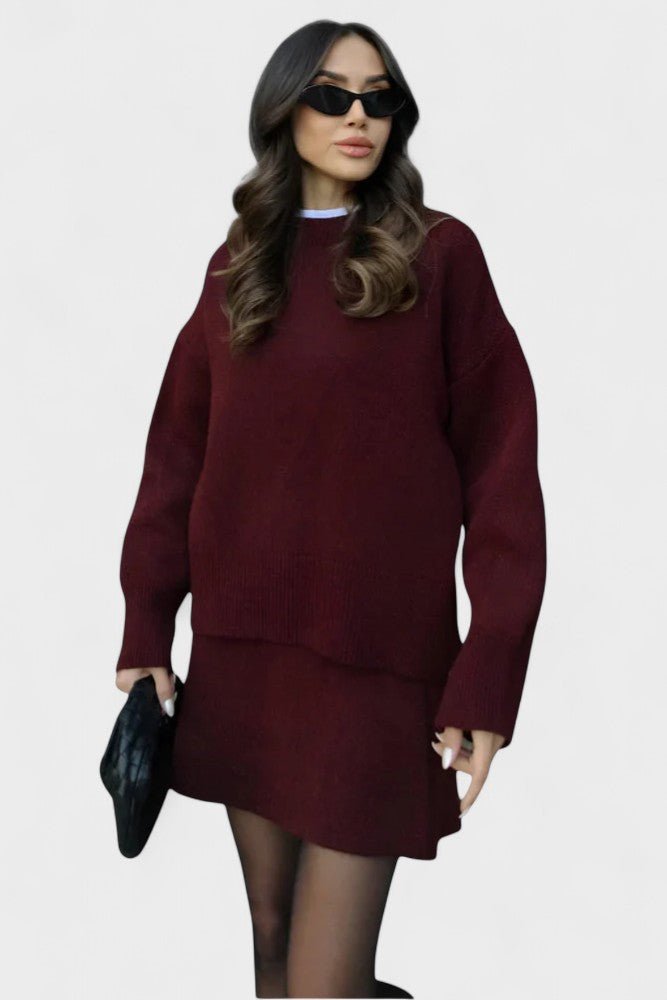 Alberte - Ensemble pull en maille long & jupe