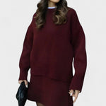 Alberte - Ensemble pull en maille long & jupe