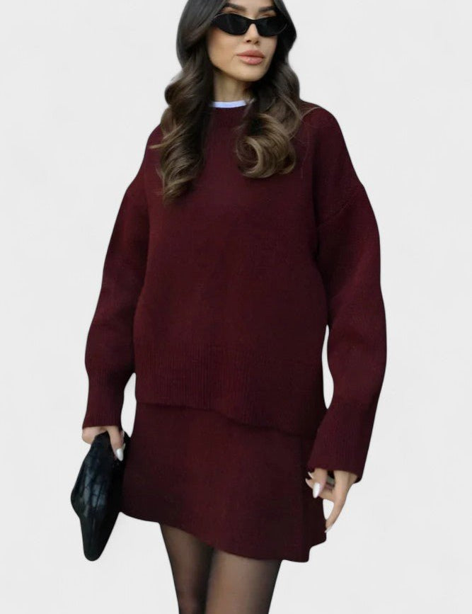 Alberte - Ensemble pull en maille long & jupe