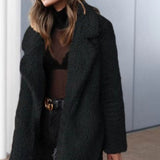 Mila Manteau Teddy Femme Long Oversize – Manteau d’Hiver Doux avec Col Revers Élégant