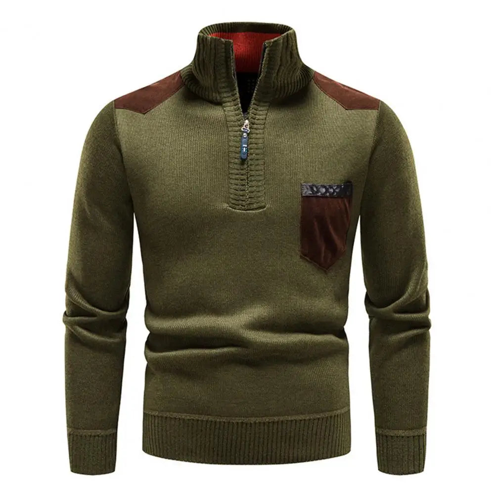 Tristan Pull Laine Homme Demi-Zip – Pullover Élégant avec Poche Poitrine & Coupe Confort