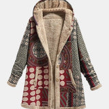 Scarlet – Manteau en Sherpa bordeaux avec motif géométrique