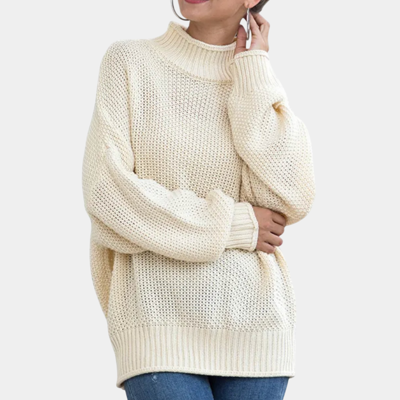 Lina Pull Col Roulé Oversize Femme – Pull Chaud à Coupe Ample au Style Moderne