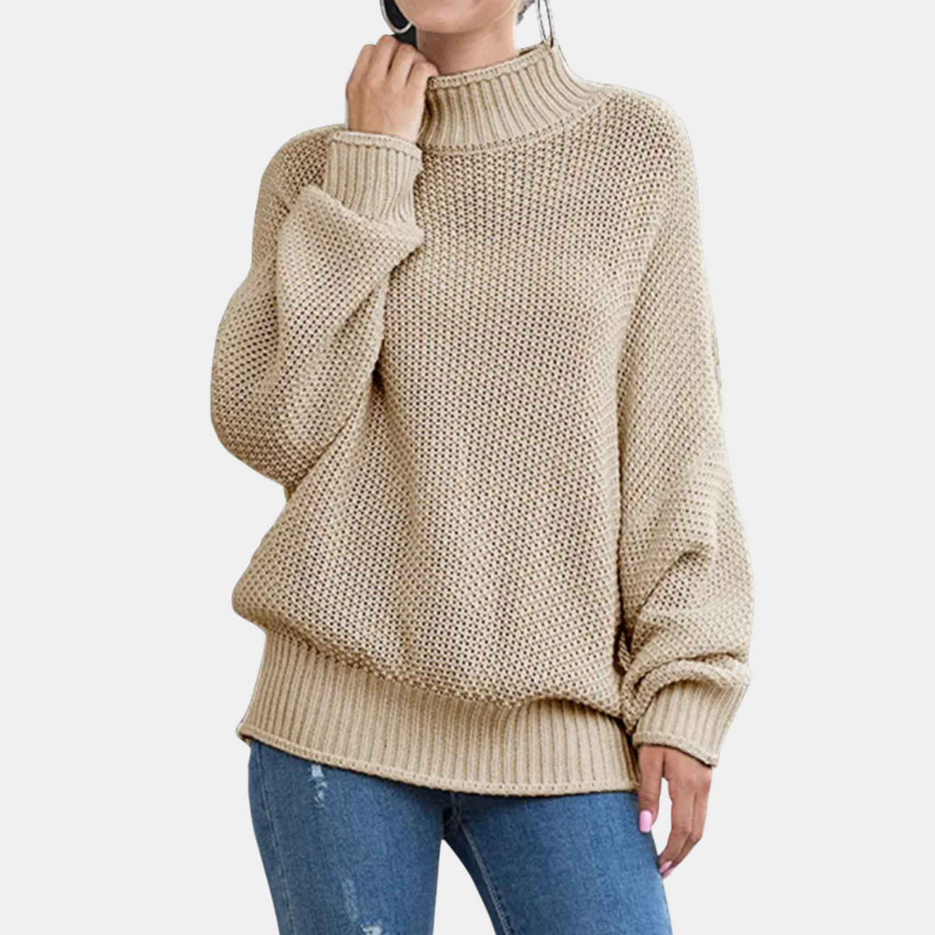 Lina Pull Col Roulé Oversize Femme – Pull Chaud à Coupe Ample au Style Moderne