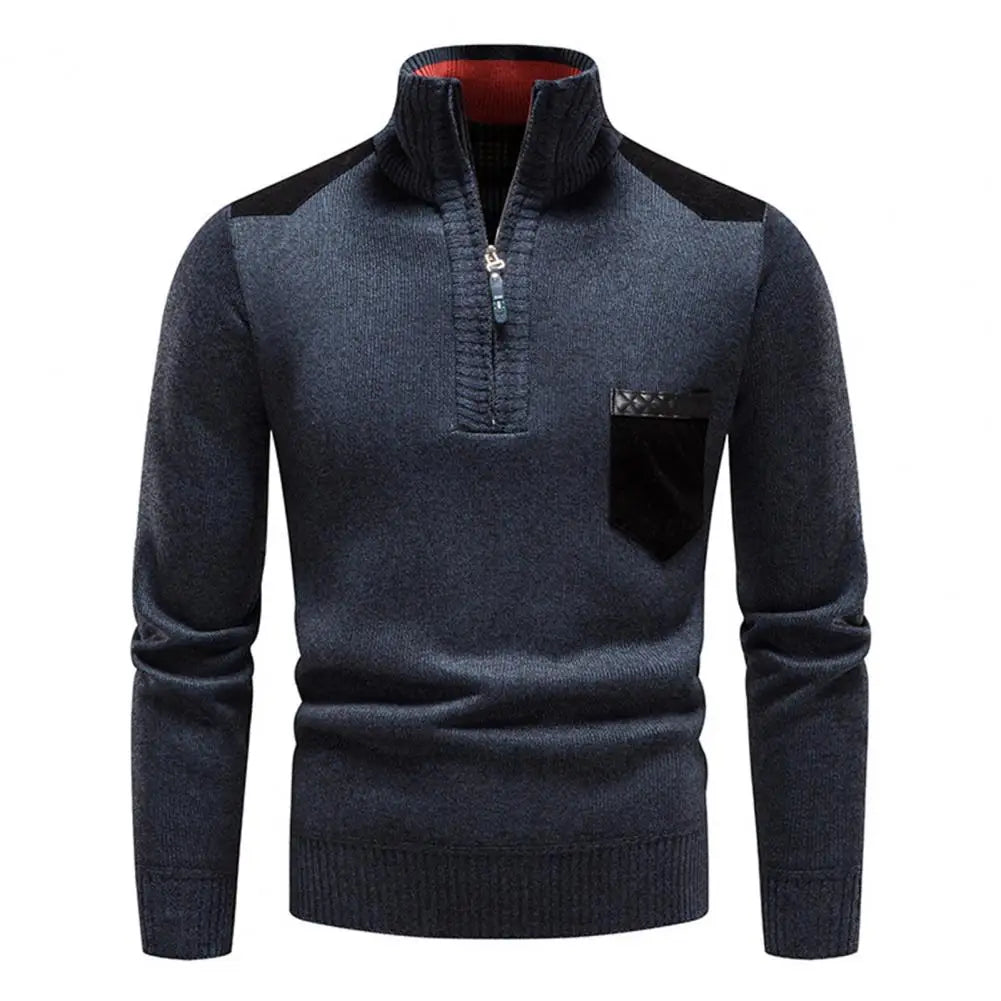 Tristan Pull Laine Homme Demi-Zip – Pullover Élégant avec Poche Poitrine & Coupe Confort