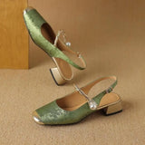Martha - escarpins à talons ouverts, détail de la finition