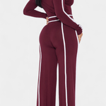 Eugénie - Ensemble haut à rayures contrastées & pantalon large