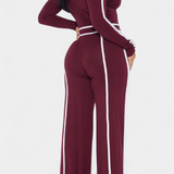 Eugénie - Ensemble haut à rayures contrastées & pantalon large