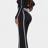 Eugénie - Ensemble haut à rayures contrastées & pantalon large