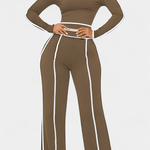 Eugénie - Ensemble haut à rayures contrastées & pantalon large