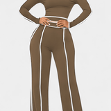 Eugénie - Ensemble haut à rayures contrastées & pantalon large