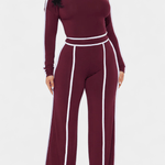 Eugénie - Ensemble haut à rayures contrastées & pantalon large