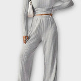 Perrine - Ensemble haut plissé à manches longues & pantalon large