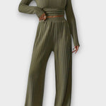Perrine - Ensemble haut plissé à manches longues & pantalon large