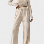 Perrine - Ensemble haut plissé à manches longues & pantalon large