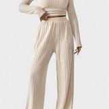 Perrine - Ensemble haut plissé à manches longues & pantalon large