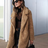 Mila Manteau Teddy Femme Long Oversize – Manteau d’Hiver Doux avec Col Revers Élégant