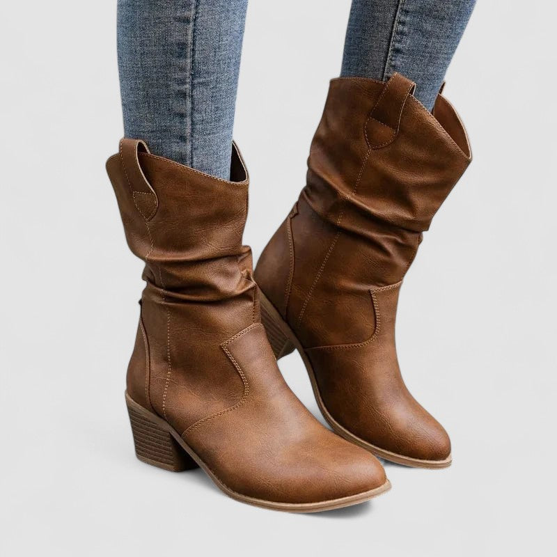 Éléonore - Bottes à tige froncée et talon