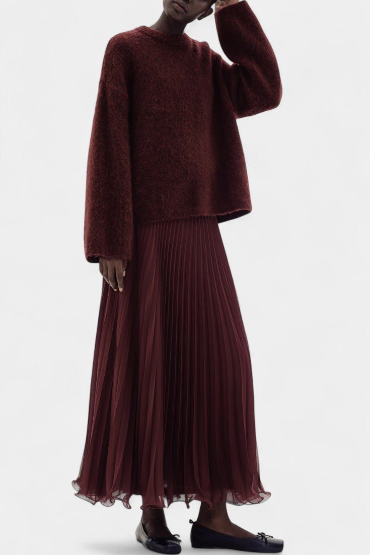 Estelle - Ensemble pull en maille & jupe plissée