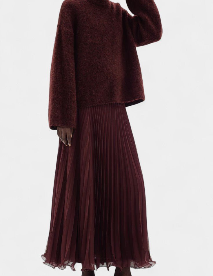 Estelle - Ensemble pull en maille & jupe plissée