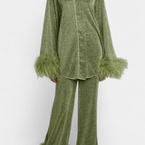 Maurine - Ensemble haut à manches longues & pantalon à plumes