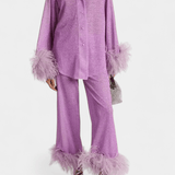 Maurine - Ensemble haut à manches longues & pantalon à plumes