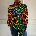 Karine - Pull à col roulé multicolore façon mosaïque