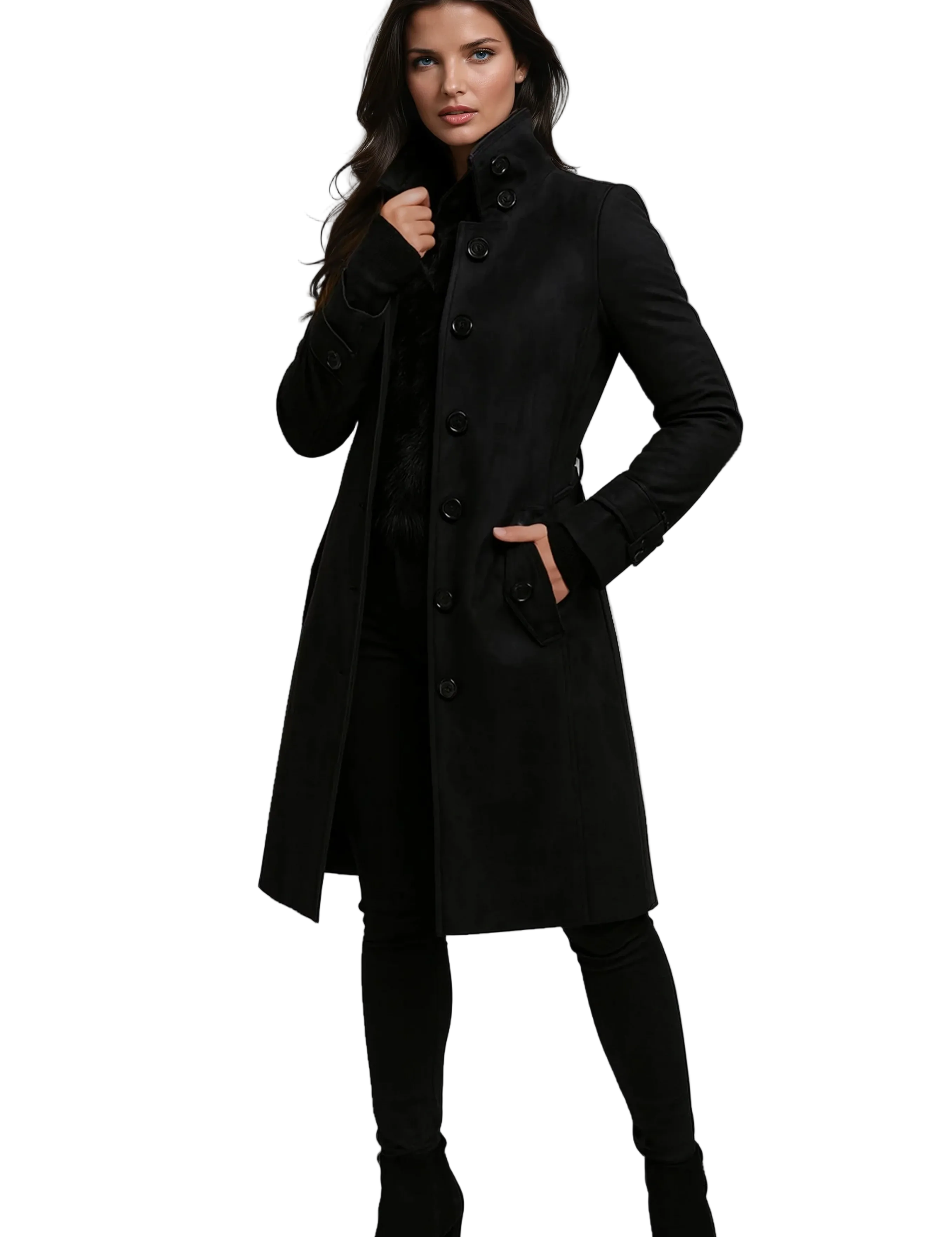 Sandy Trenchcoat Femme – Manteau Hiver avec Col Haut & Coupe Cintrée Élégante