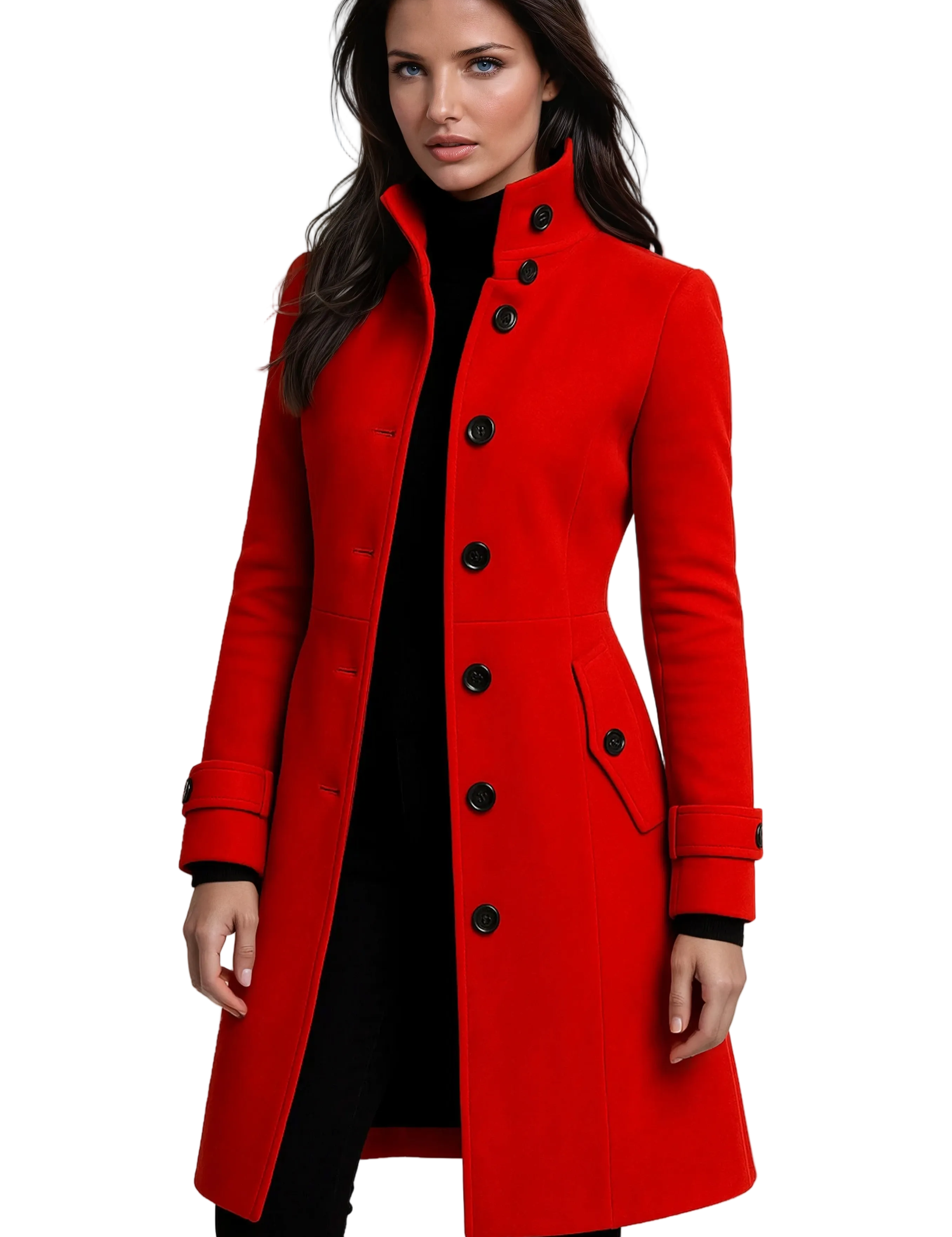 Sandy Trenchcoat Femme – Manteau Hiver avec Col Haut & Coupe Cintrée Élégante