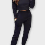 Paulette - Ensemble haut en maille beige & pantalon