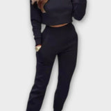 Paulette - Ensemble haut en maille beige & pantalon